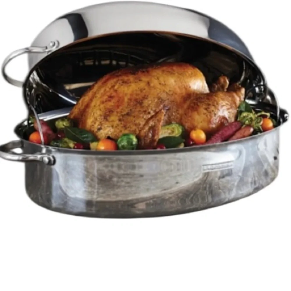 Metro Oval stainless steel Roaster with Induction Lid & Rack